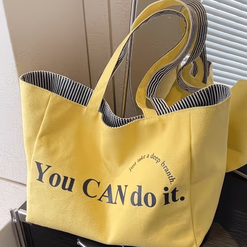 Women Bags On Sale - Fashionable Striped Printed Letter Double-Sided Shopping