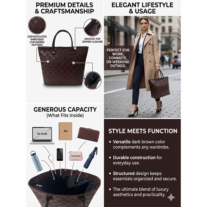 Light Luxury Deep Brown Quilte - Women Bags On Sale review and price